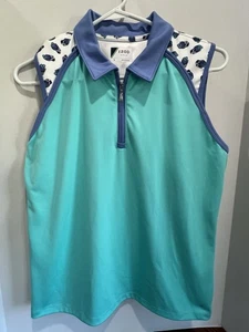 Camiseta sin mangas Izod Golf para mujer talla L verde azulado sin mangas diseño de zapatos de golf ¡Nueva! - Imagen 1 de 6