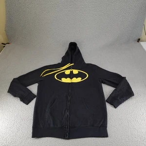 Batman Hoodie Mens Small Black Full Zip DC Comics Superhero Logo Sweatshirt - Picture 1 of 15