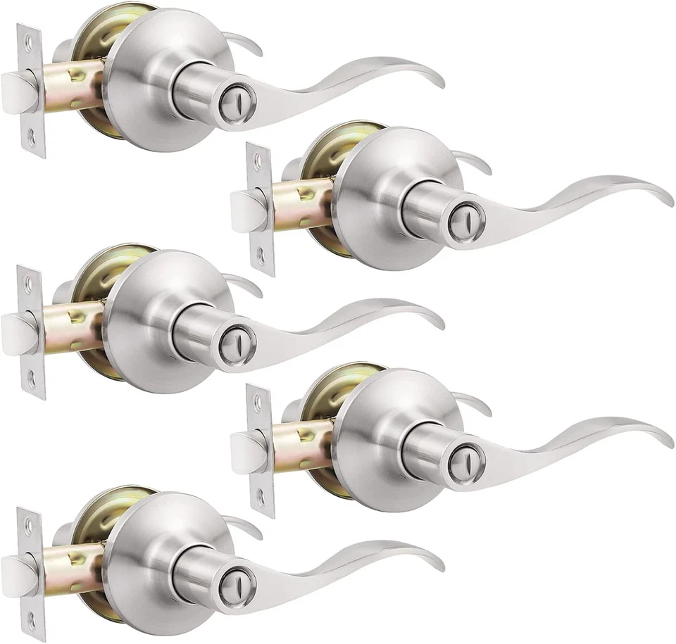 Maçaneta de porta de níquel escovado interior alavancas de porta privacidade para quarto banheiroporta - Imagem 1 de 4