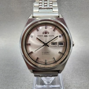 Orient AAA Deluxe Crystal Watch Men 35mm Silver Dial Steel Daydate Automatic - Picture 1 of 11