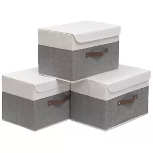 Large Fabric Storage Box With Lid Collapsible Wardrobe Organiser Linen Cubes For - Picture 1 of 12