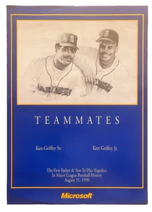 1990 Poster Ken Griffey Jr and Griffey Sr Seattle Mariners - Microsoft 24"x17" - Picture 1 of 5
