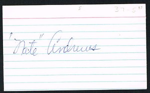 Nate Andrews (d. 1991) signed autograph 3x5 index card Baseball Player H1078