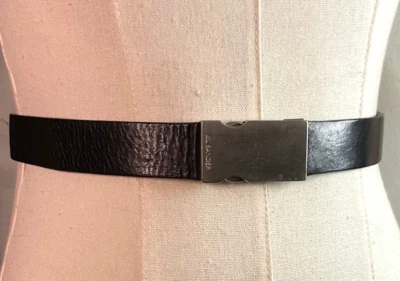 Jil Sander 90 cm/35,5 pulgadas x 1 pulgada cuero negro plata hebilla a presión PRÍSTINA De colección Foto 1 de 4