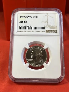 1965 SMS NGC MS68 WASHINGTON QUARTER 25C SPECIAL MINT SET UNCIRCULATED  - Picture 1 of 4