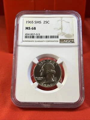 1965 SMS NGC MS68 WASHINGTON QUARTER 25C SPECIAL MINT SET UNCIRCULATED  - Image 1 of 4