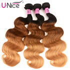 UNice Cambodian Ombre Brown Body Wave Bundles Human Hair Weave Extensions Weaves