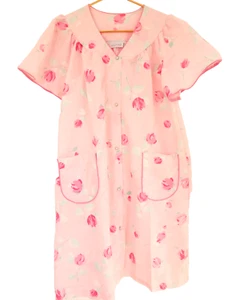 Vintage Pink Floral House Dress Size 2X Nightgown Breakfast Club Granny Cottage - Picture 1 of 8