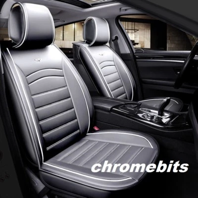 Citroen C3 C4 Grand Picasso Deluxe Grey PU Leather Front Seat Covers - Image 1 of 2