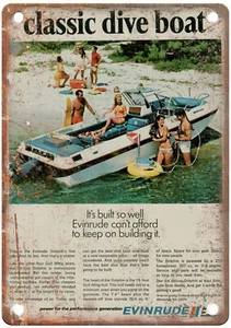 Vintage Ad 1970 EVINRUDE Dolphin Reproduction Metal Sign L263 - Afbeelding 1 van 1