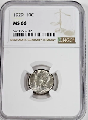 1929 Mercury Dime : NGC  MS66 - Image 1 of 4
