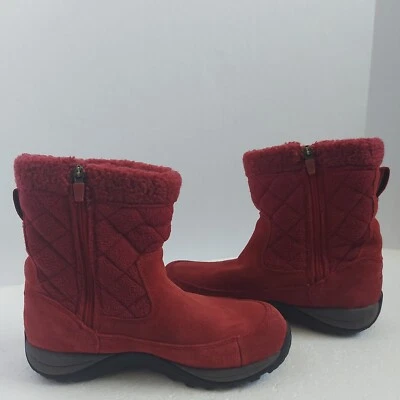 Botines LL Bean para mujer talla 8 de gamuza roja acolchados de lana con cremallera lateral Foto 1 de 4