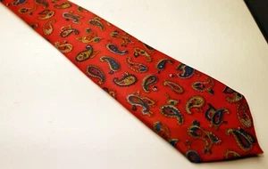 Corbata Bellini poliéster - rojo - azul estampado en oro - Imagen 1 de 2