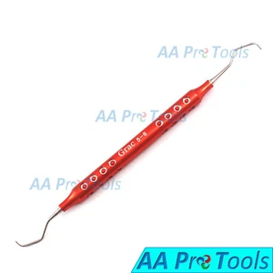 AAPRO Dental Gracey Küretten # 5/6 Perio Hohlgriff rote Farbe Hygiene Scaler - Bild 1 von 3