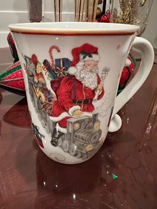 ❤️ Williams Sonoma Twas The Night Before Christmas Mug Santa On Train - Picture 1 of 6