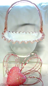 FENTON"70%SALE~SRC"ROSE(PINK)CREST"7"BASKET"MINT+PERF~VINTAGE~GLASS"1940's - Picture 1 of 7