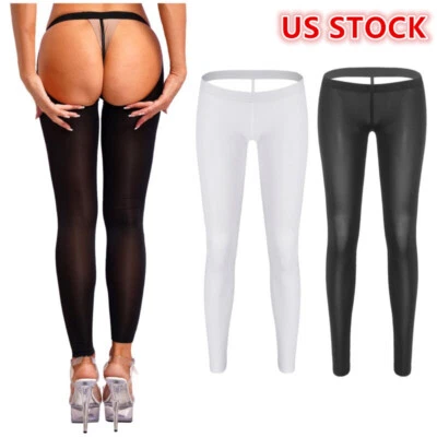 Pantalone pantalone donna vita alta scavato stretto elasticizzato vedere attraverso trasparente - Immagine 1 di 4