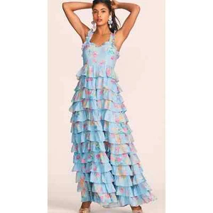 LoveShackFancy Women’s Idra Maxi Dress in Sky Lullaby Blue Sz 4 - Picture 1 of 6