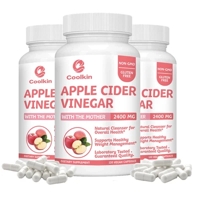 COOLKIN Aceto di Sidro di Mele 2400mg - con La Madre,Perdita di Peso Premium e Pulizia,Detox