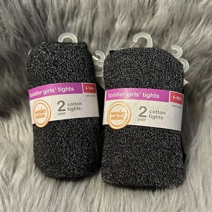 Wonder Nation Footed Cotton Tights Baby Toddler Girls Size 6-18 Months Black - Picture 1 of 4