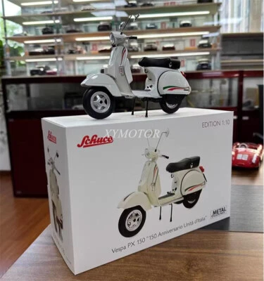 Schuco 1:10 Biacho Vespa PX 150 PX125 weiß Roman Holiday Bike Diecast Model Car - Immagine 1 di 4