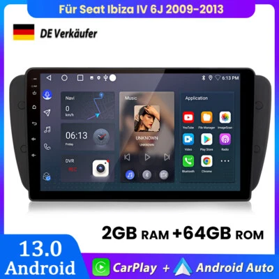 Für Seat Ibiza IV 6J 2009-2013 Carplay Android13 Autoradio GPS NAVI BT FM 2+64GB - Bild 1 von 4