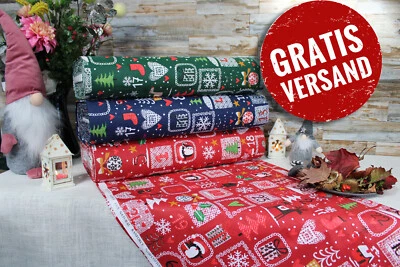 240cm Weihnachtsstoffe Popeline Baumwolle Stoff Baumwollstoff Basteln ÖKO-TEX - Bild 1 von 2