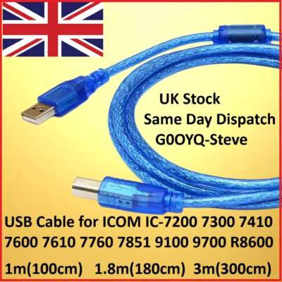 Cavo USB per ICOM IC- 7200 7300 7410 7600 7610 7760 7851 9100 9700 R8600 WSJT-X - Immagine 1 di 4