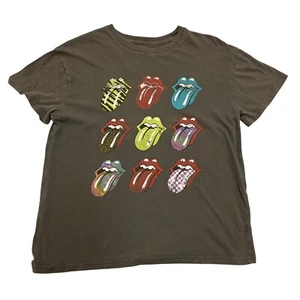 The Rolling Stones Lips T-Shirt Grey Womens L Short Sleeve Rock Band Music - Picture 1 of 10