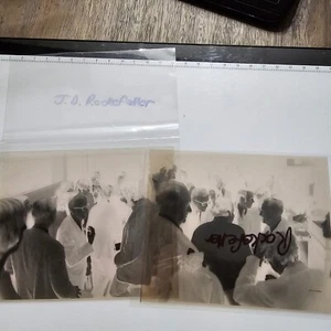 John D. Rockefeller Jr. 4x5 Photo Negatives Lot of 2 J D in Crowd B&W 1950s L450 - Picture 1 of 3
