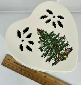 Spode Christmas Tree Pierced Heart Shaped Trinket Dresser Box New S3324-A13 - Picture 1 of 6