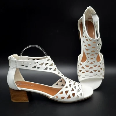 Baretraps VACHEL White Zip Up Block Heel Sandals Women's Size 8 M - Image 1 of 4