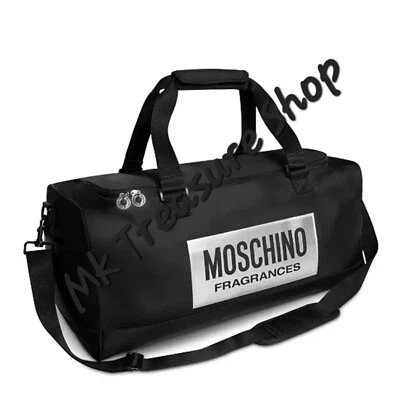 Moschino black silver duffle shoulder bag overnight gym weekender travel carryon - Image 1 of 4