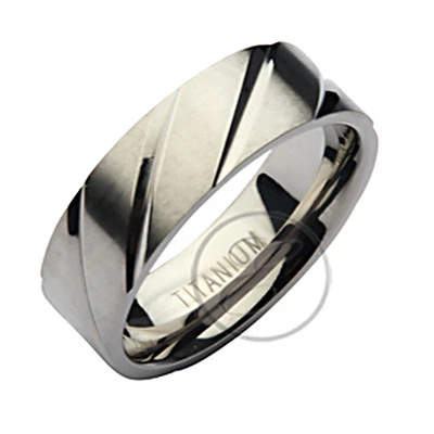 Titanium Ring Matt and High Polished Wedding Band 7mm  - Image 1 of 2