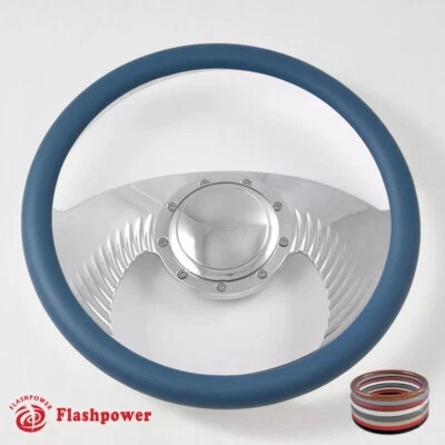 Volantes Billet 14" vinilo azul medio envoltura Buick Chevy GMC Impala GTO Ford Foto 1 de 4