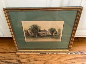 1870s Cambridge MA signed James Fagan tinted etching Elmwood - Picture 1 of 3