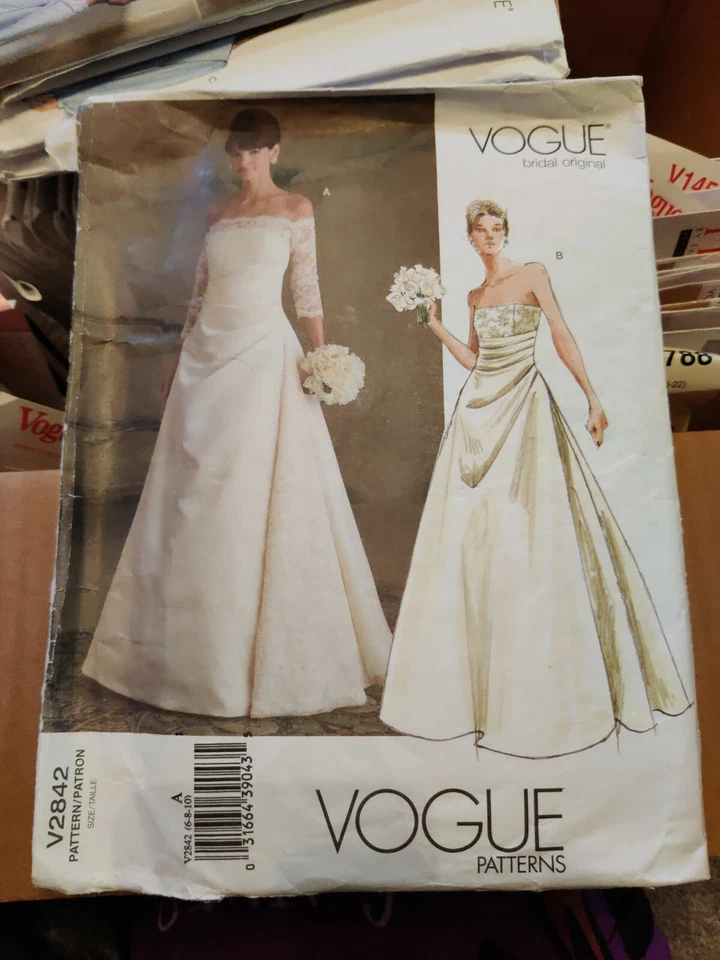 Vogue 2842 Bridal Original Wedding Dress Gown Pattern 6-10 Prom Formal Uncut  - Image 1 of 1