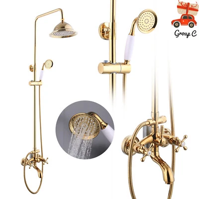 Antik Dusche Duscharmatur Rund Regendusche Retro Bad Duschset Wand Mischbatterie - Bild 1 von 4