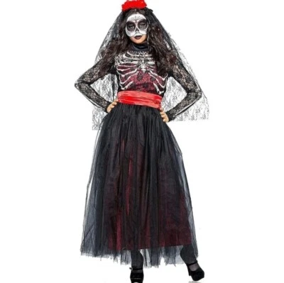 Disfraz Seeing Red Inc Encaje Día de los Muertos Talla PEQUEÑO 4-6 Nuevo Foto 1 de 3