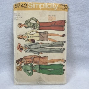 1973 Simplicity 5742 Misses Smock Chaqueta Falda Pantalones Patrón Talla 12 Sin Cortar Raro - Imagen 1 de 8