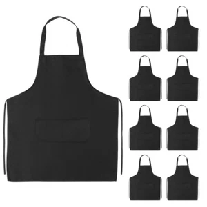 10Pcs Adjustable Black Apron Bib with Waterproof Design for Kitchen Use - Picture 1 of 12