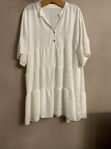 OFF WHITE Abito scollato a strati bianco sporco Made in Italy Taglia unica