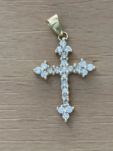 18k Gold And .24pt.dimonds Cross - Picture 1 of 5