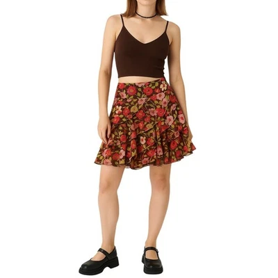 CONTEXT 100% Silk Floral Skirt Size 2 Ruffle Beaded Romantic Flowy Y2K Feminine - Image 1 of 4