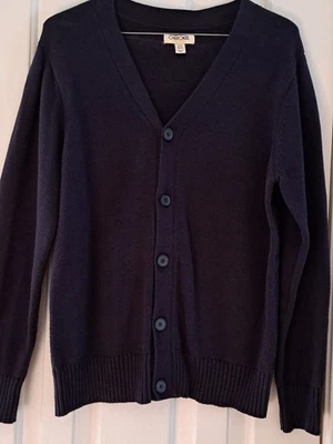 Big Boys Cherokee V Neck Knit Cardigan Sweater Navy Sz 12-14 NEW - Image 1 of 4