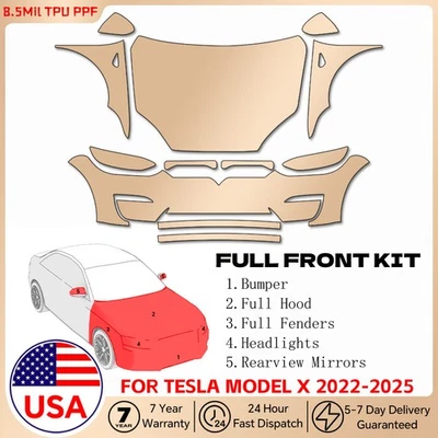 For Tesla Model X 2022-2025 Full Front Precut Paint Protection Film Clear PPF - Image 1 of 4