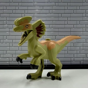 Lego Dilophosaurus Olive Green Dinosaur with Flexible Rubber Tail dilo03 - Picture 1 of 6