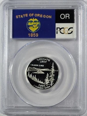 2005 - S  Silver Washington Quarter - Oregon - PCGS  PR69DCAM - Flag Series - Image 1 of 2