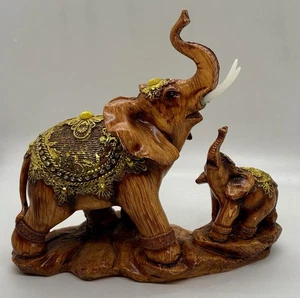 Fengshui Trunk Up Mother And Baby Elephant for Good Luck Positivity - Picture 1 of 6