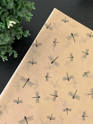 DRAGONFLIES KRAFT Design Tissue Paper Sheets Choose Size & Package Amount - Image 1 of 4